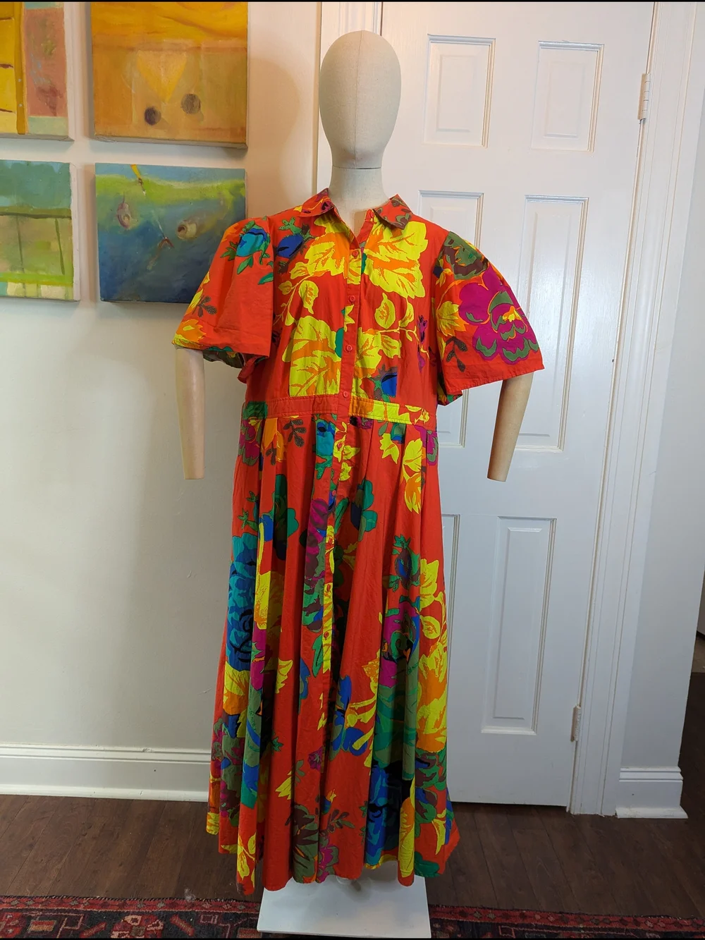 Christopher John Rogers Vibrant Orange Floral Maxi Dress 16W/18W - Picture 2 of 6